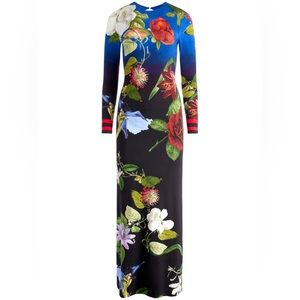 Alice + Olivia Delora Fitted Maxi Dress Low Back Lunch Date
